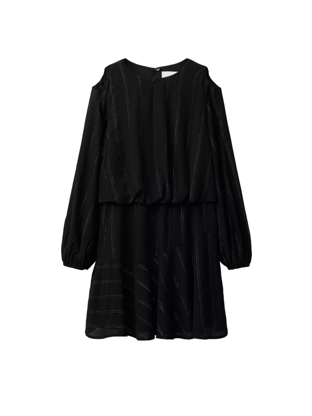 Zara Girls Black Cold-Shoulder Long Sleeve Mini Dress